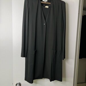 Vintage Black Women’s Long Jacket W/matching Sleeveless Top As A Set